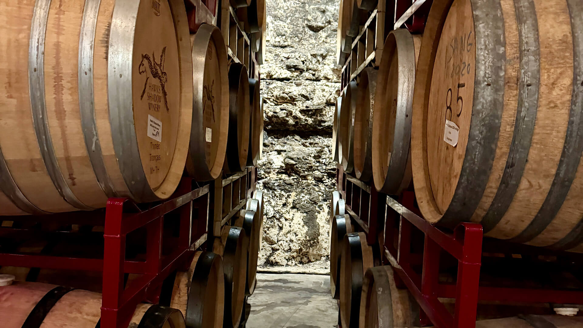 Cellar at Hawk Shadow Winery